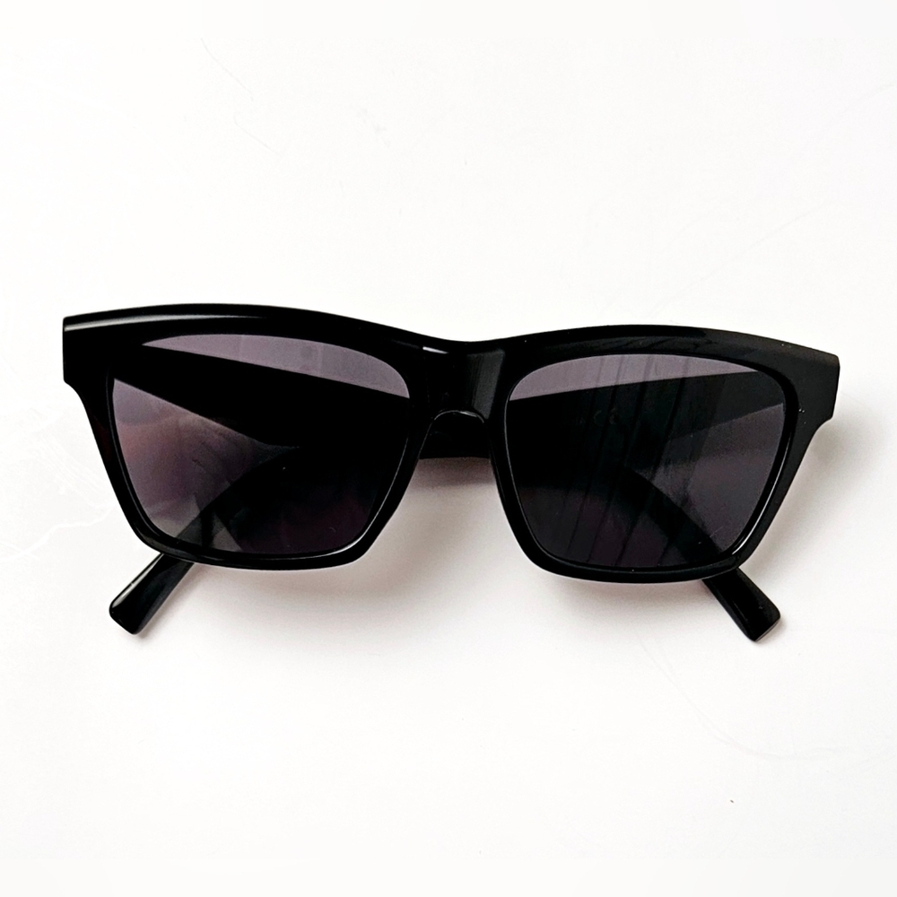 Giselle Black Rectangular Sunglasses Sleek Minimalist Frame - Picture 8 of 10